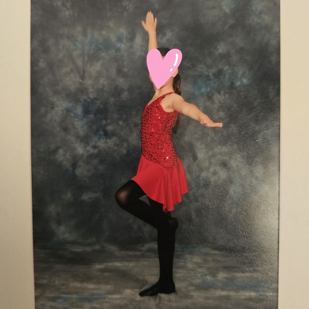 Kelle red sequined 4-way stretch shorts bodysuit jazz dance costume size MC